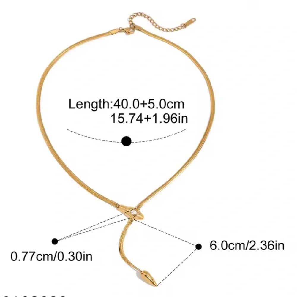 Serpentine Necklace 18K Gold Color Plated Stainless Steel - Picture 2 of 9